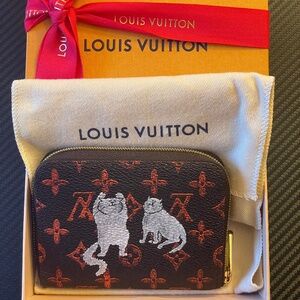 LOUIS VUITTON Coin Case Catgram Zippy Purse Monogram Canvas Brown